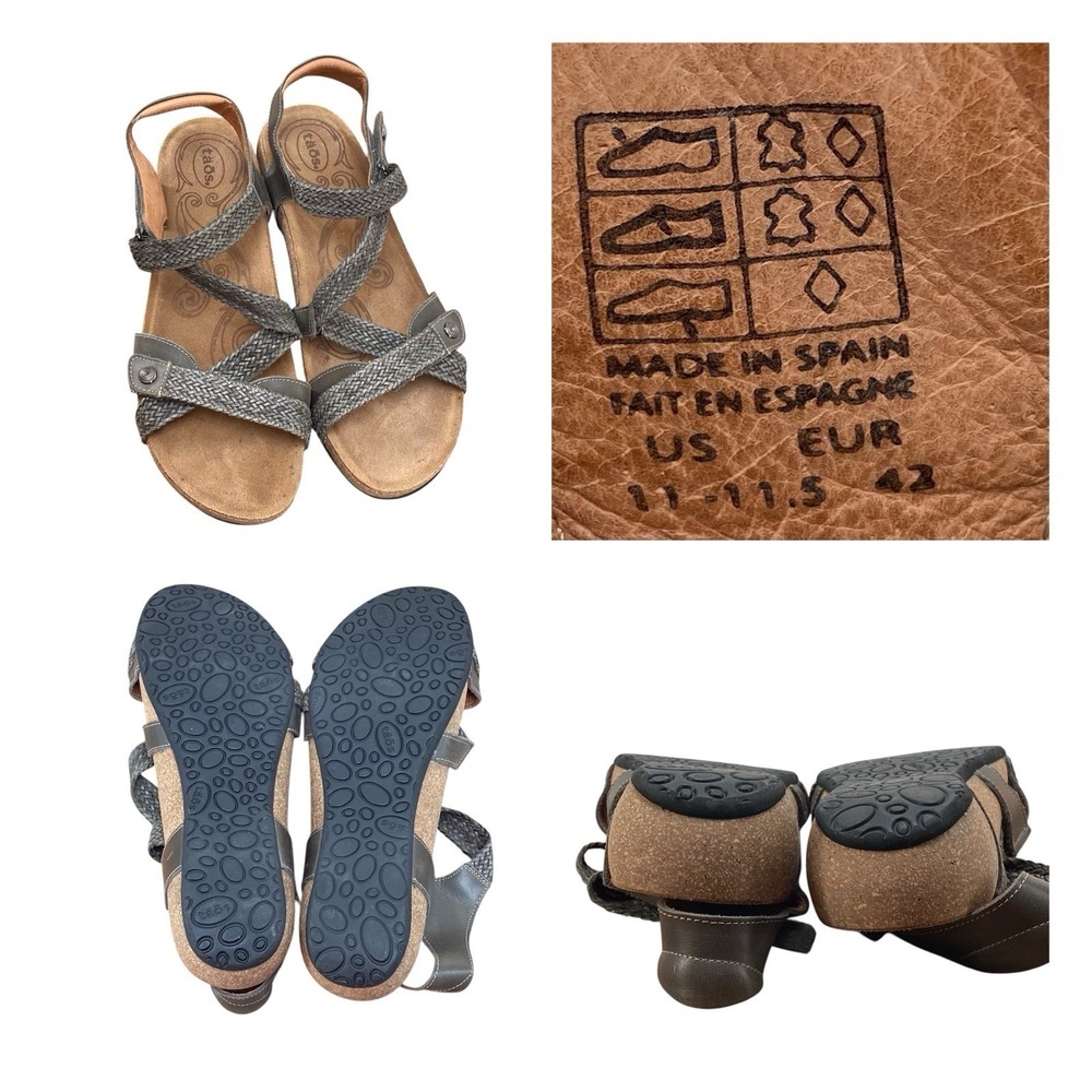 Taos Trulie Sandals US Size 11-11.5 EU 42 Dark Gray Woven Leather Arch Support - Picture 7 of 7